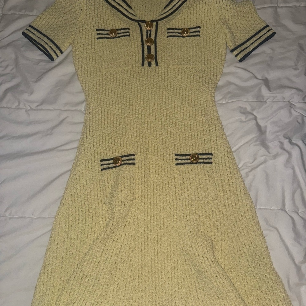Self-Portrait Yellow Cream Sheath Mini Dress